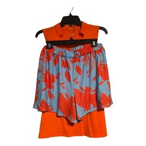 Orange and Blue Floral Two-Piece Set NWOT